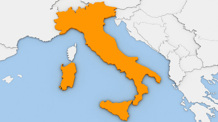 Bildet viser kart over Italia
