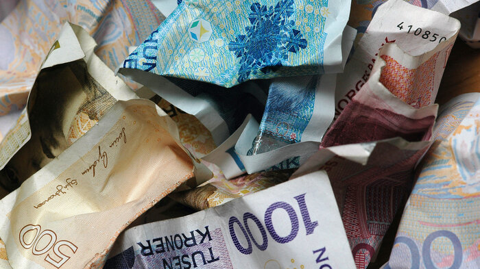 Bildet viser norske pengesedler