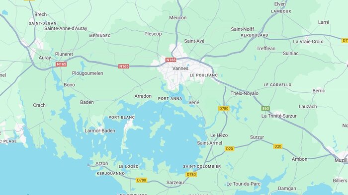 Bildet viser et kart over Vannes i Frankrike