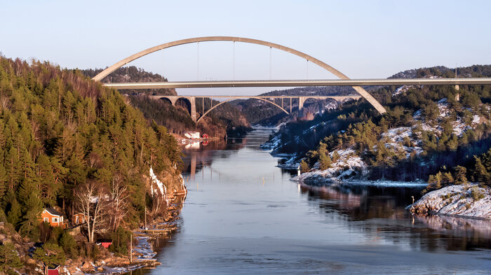 Bildet viser broen over Svinesund