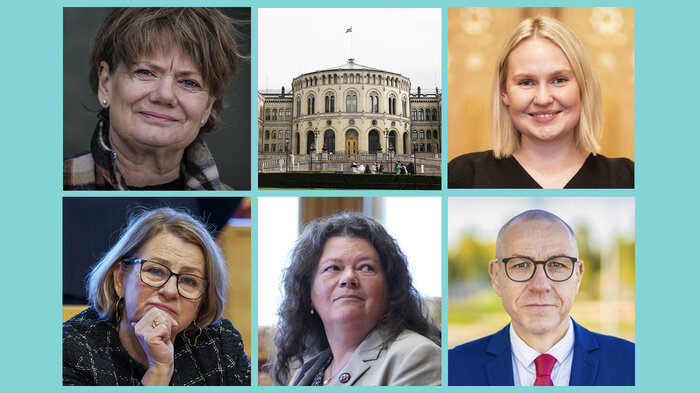 Bildet vier Ragnhild Synnøve Bergheim, Åse Kristin Ask Bakke, Stortinget, Tone Wilhelmsen Trøen, Kathy Lie og Tom Staahle.