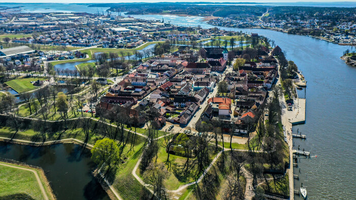 Flyfoto av gamlebyen i Fredrikstad
