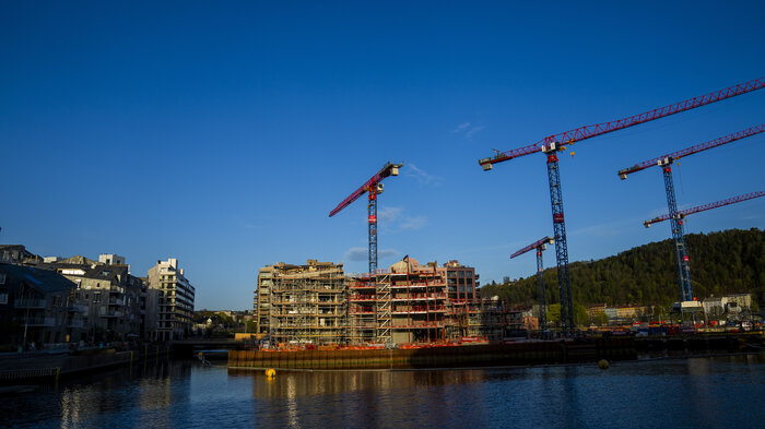 Bildet viser utbygging av Bjørvika i Oslo