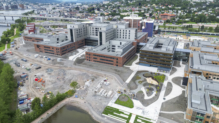 Bildet viser nye Drammen sykehus på Brakerøya.