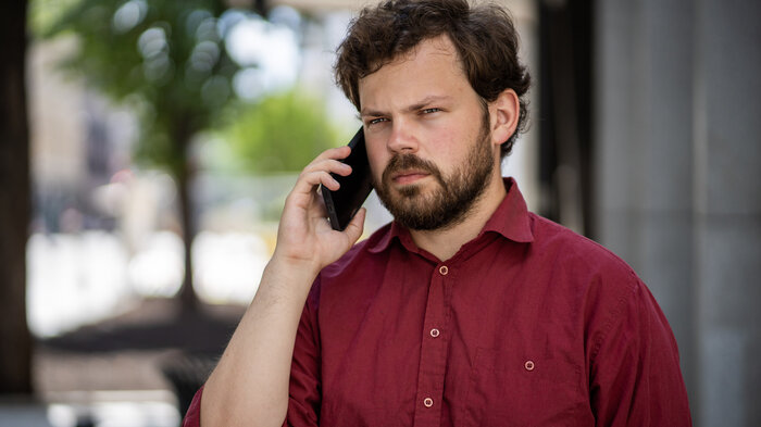 Bildet viser Leder for Sosialistisk Ungdom (SU), Audun Hammer Hovda.