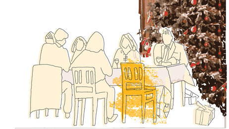 Juleselskap med en tom stol