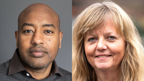 Bildet viser innleggsforfatterne Jonas Debesay og Tone Rustøen