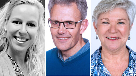 Bildet viser portretter av Camilla Anker-Hansen, Håkon Johansen og Ann Karin Helgesen