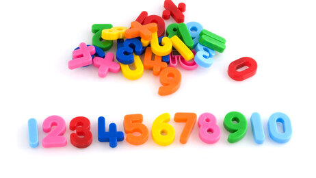 Illustrasjonen viser mange fargerike leketall