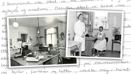 Bildet viser collage med gamle bilder og brev.