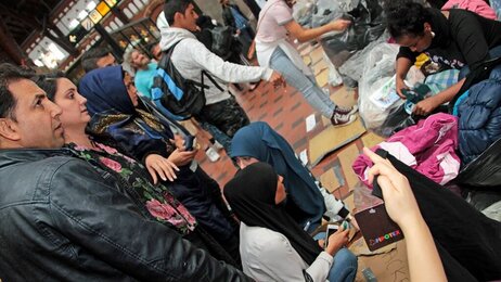 Flyktninger på jernbanestasjonen i København