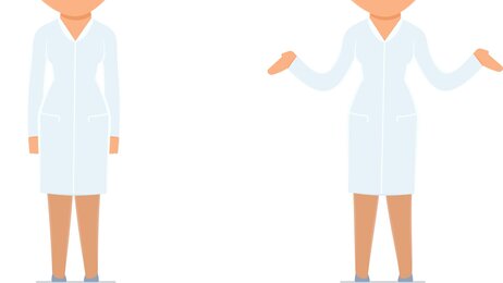 Tegning av to sykepleiere hvor den ene er oppgitt.