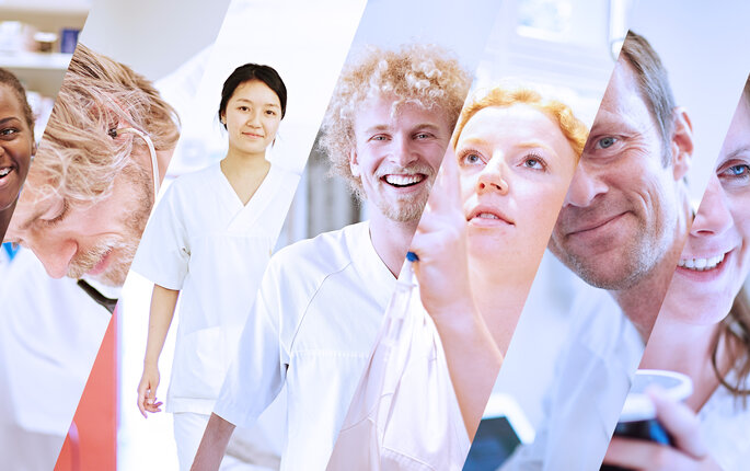 The photo shows a collage of different nurses