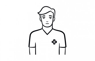 Illustrasjonen viser en sykepleier.