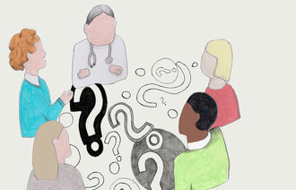 Illustrasjonen viser personer som sitter rundt et bord og drøfter