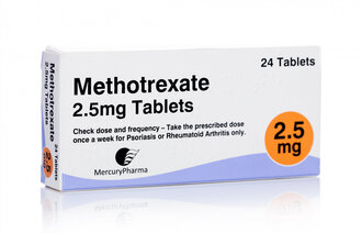 Bildet viser en pakning med metotreksat.