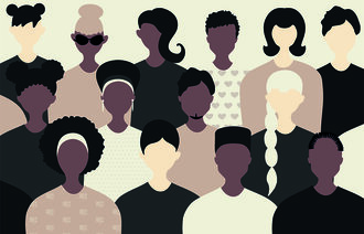 Bildet viser figurer med forskjellige hudfarger