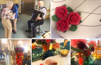 Bildet viser et knippe bilder fra en høstfest på Åse helsehus