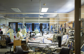 Bildet viser covid-19-pasienter ved Haukeland universitetssjukehus