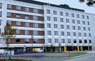 Akuttsenteret ved Sykehuset Vestfold. Bilde av bygget.
