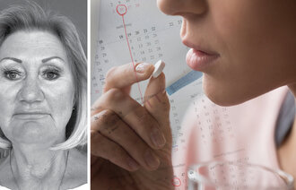 Eva Sommerseth i bild montasje med kvinne som tar medikamentell abortpille