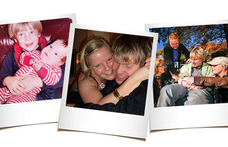 Bildet viser tre familiebilder.