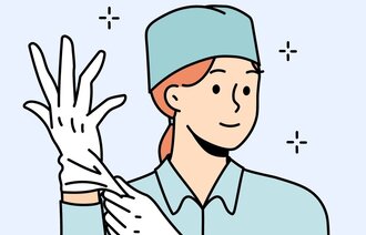 Illustrasjonen viser en helsearbeider.