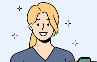 Illustrasjonen viser en helsearbeider.