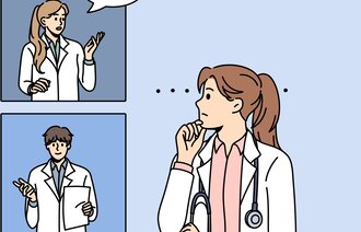 Illustrasjonen viser flere helsearbeidere.