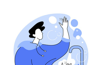 Illustrasjonen viser en kvinne som vasker hender.