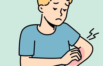 Illustrasjonen viser en gutt som klør seg på armen.