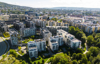 Dronebilde fra Nydalen i Oslo