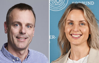 Bildet viser portrettbilder av Espen Gade Rolland og Kine Myhre-Nilsen