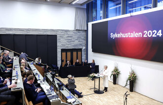 Bilde av helseminister Ingvild Kjerkol under sykehustalen 2024