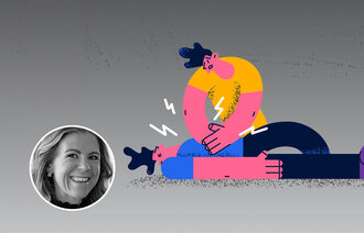 Bildet viser en illustrasjon av et menneske som gir førstehjelp.