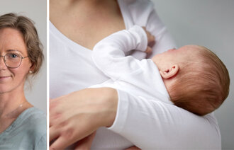 Bildet viser en mor som holder en baby