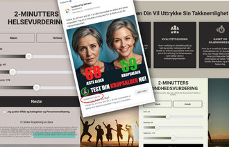 bilde av ulike nettsider som selger legetjenester på nettet