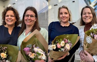 Bildet viser Nyvalgt ledere i Vestfold (fra v.:) Margareth Horn ble fylkesleder og Aina Kausland Slettom nestleder. I Telemark ble Janne Olimstad Guldbjørnsen valgt som fylkesleder, og Liv Heidi Lundestad Negarden som nestleder.