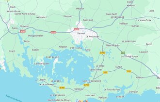 Bildet viser et kart over Vannes i Frankrike