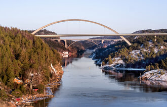 Bildet viser broen over Svinesund