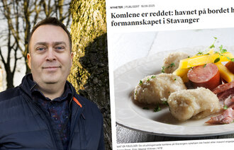 Bildet viser et portrett av innleggsforfatteren samt et bilde av en tallerken med kombler