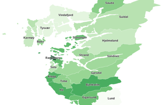 bilde av rogaland med de ulike lønnsforskjellen i farger