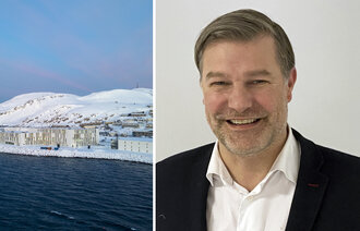 bildet viser medisinsk direktør og sykehuset i Hammerfest