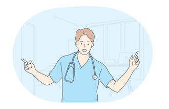 Illustrasjonen viser en sykepleier.