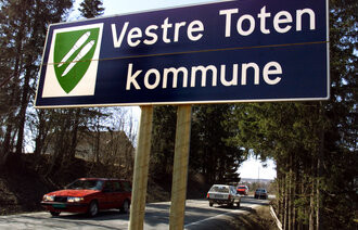 bilde av veiskilt med vestre toten kommune