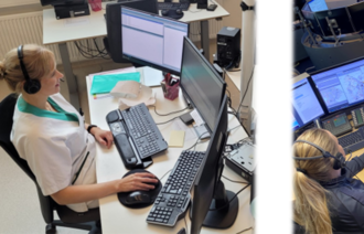 Bildet viser sykepleiere som jobber i medisinsk nødmeldetjeneste