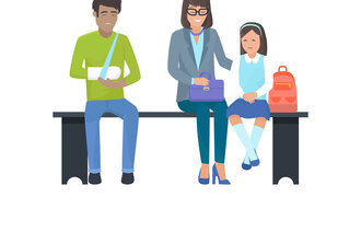 Tegning av pasienter på et venterom