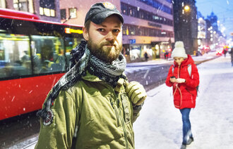 Sykepleier Max-Hendrik Wathne Gelink i snøkledd Oslo