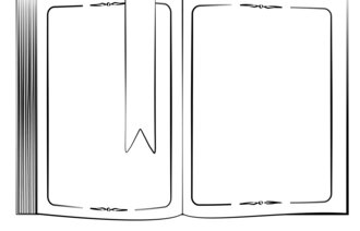 Illustrasjonen viser en bok med et pent bånd hengende ned langs en side.