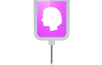 Illustrasjonen viser en sprøyte med rosa innhold og en silhuett av et kvinneansikt.